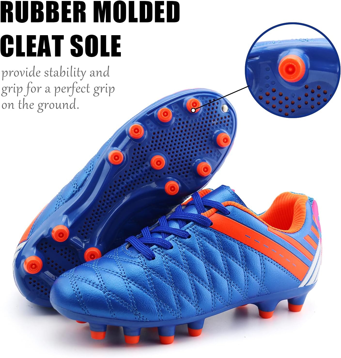 Kids Athletic Soccer Cleats Boys Girls Outdoor Firm Ground Football Shoes