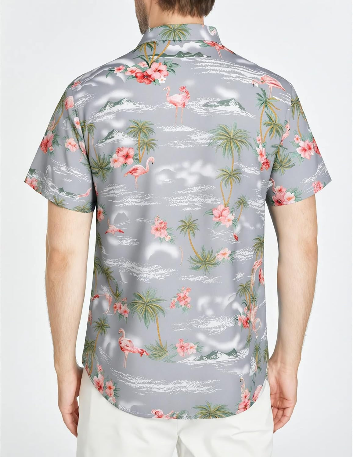 Pack Hawaiian Shirt for Men Flamingo Short Sleeve Casual Button down Shirts Summer Beach Shirt