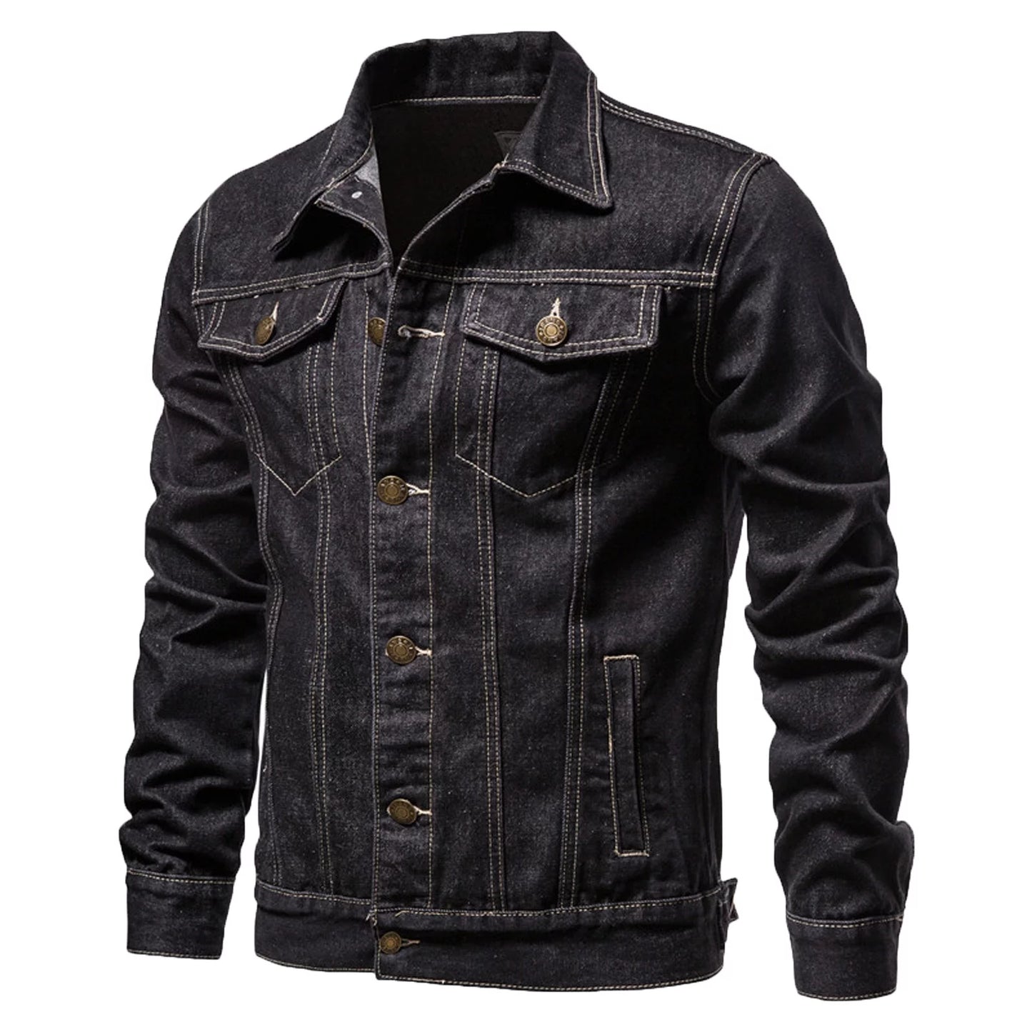 Men Oversized Denim Jacket plus Size Lightweight Button down Lapel Jean Coat Big and Tall Outwear Jackets