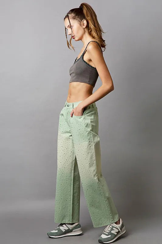 POL Embellishments Gradient Wide Leg Pants