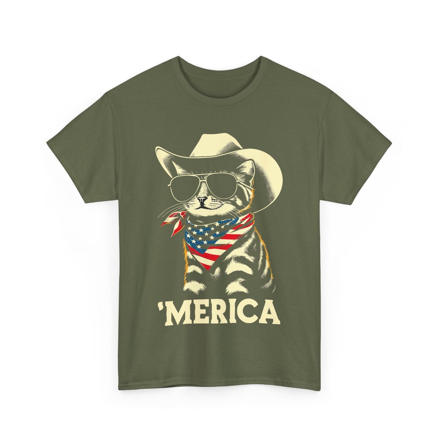Merica Cat 4Th of July Shirt, Fourth of July Independence Day Funny Shirt
