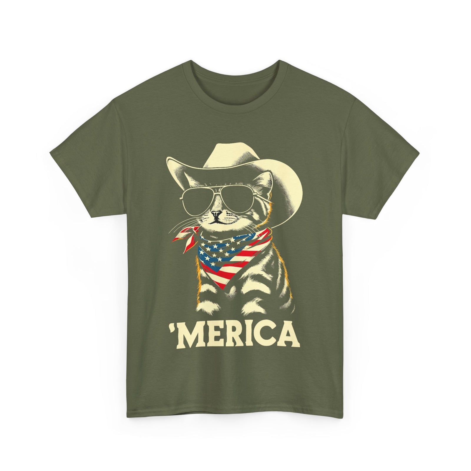 Merica Cat 4Th of July Shirt, Fourth of July Independence Day Funny Shirt