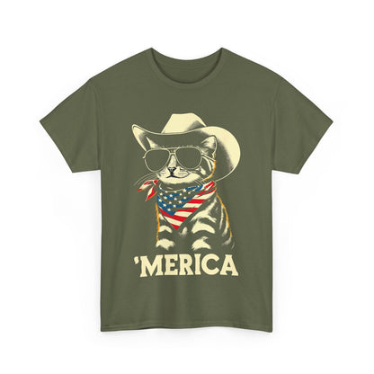 Merica Cat 4Th of July Shirt, Fourth of July Independence Day Funny Shirt