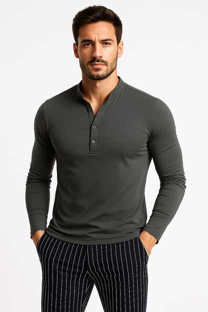Men's Fashion Solid Color Long Sleeve O-neck T-shirts Mens