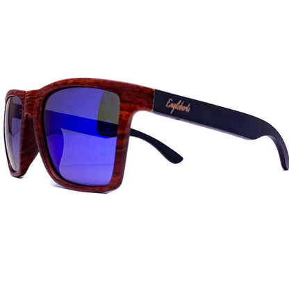 Oak Colored Frames, Bamboo Sunglasses, Blue Polarized Lenses 