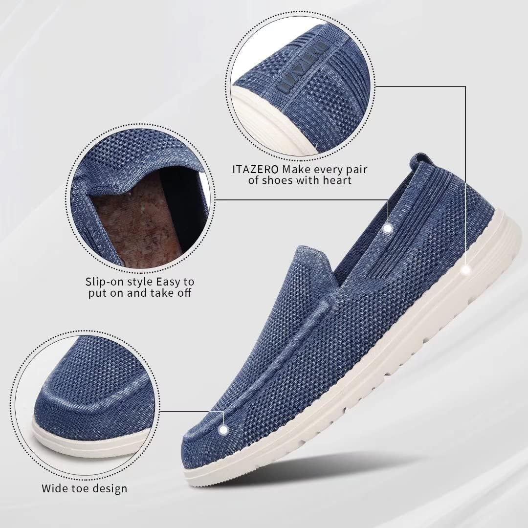 Men Slip on Shoes Loafer with Arch Support Insoles,Men Casual Shoes for Plantar Fasciitis(Blue 9.5)