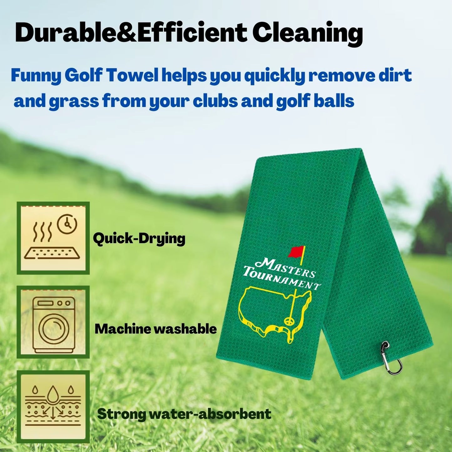 Funny Microfiber Premium Golf Towel, Embroidered Golf Towels for Golf Bags for Men&Women, Golf Accessories for Men Golfers