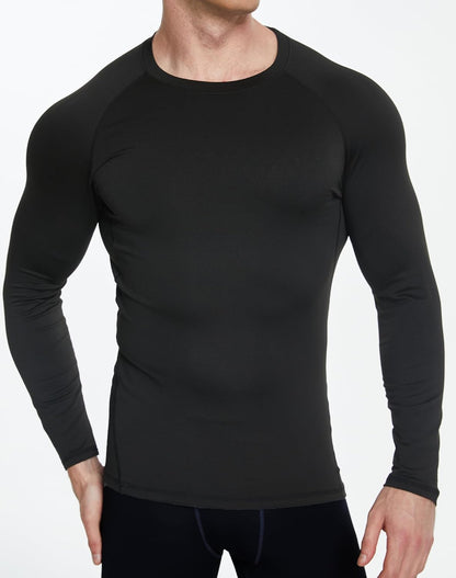 Men'S Thermal Underwear Sets Long Sleeve Compression Shirts, Winter Gear Sports Base-Layer Top Bottom Sets
