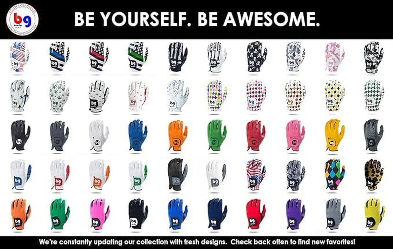 Bender - Mens Golf Glove, Durable Mesh Golf Gloves, Unique Golf Gloves