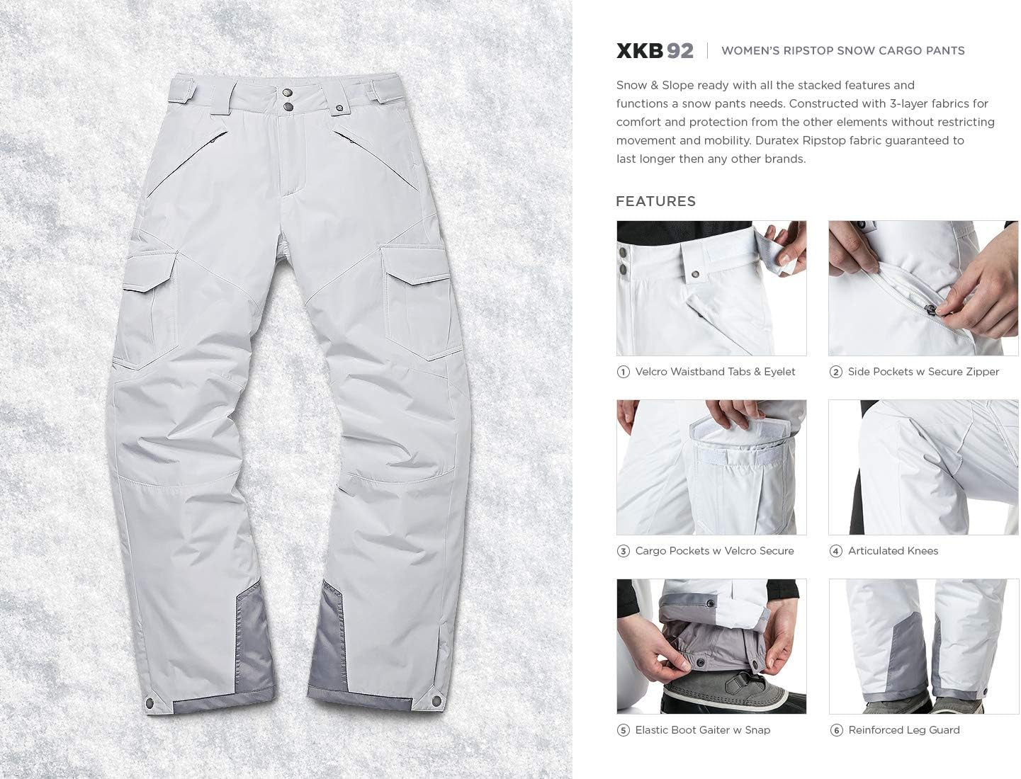 Women'S Winter Snow Pants, Waterproof Insulated Ski Pants, Ripstop Snowboard Bottoms