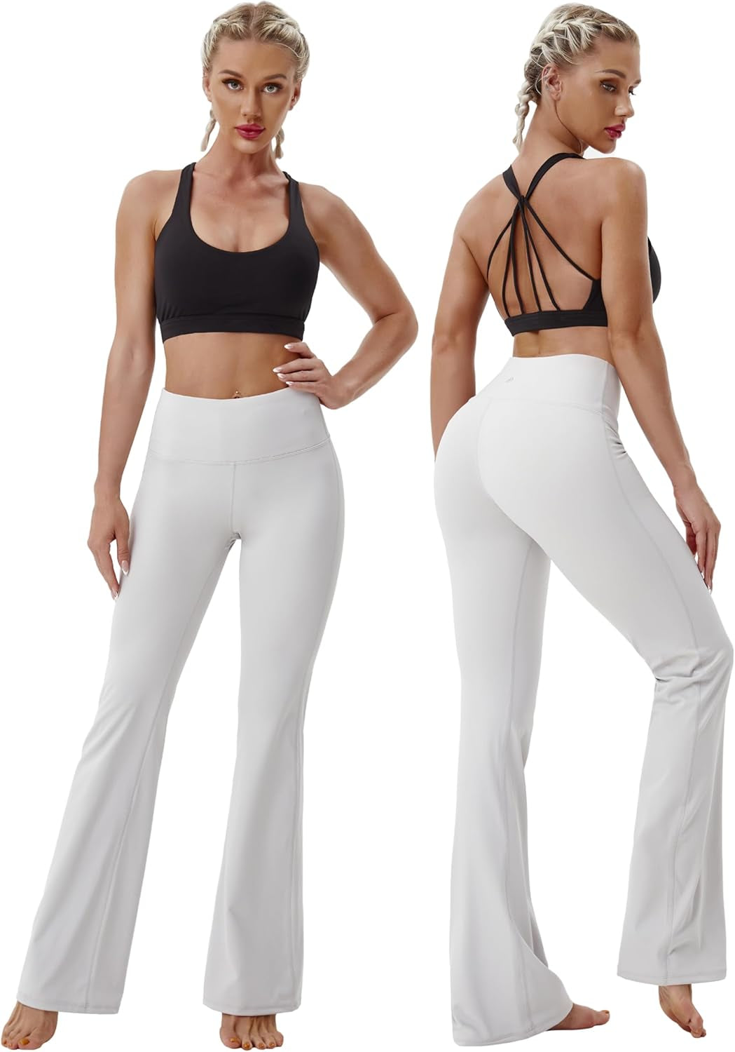 29"/31"/33"/35"/37" 3 Styles Women'S High Waist Bootcut Yoga Pants Basic/Side Pockets Tummy Control Workout Flared