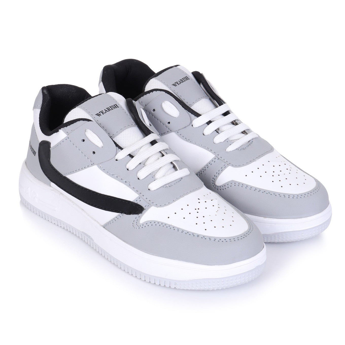 Men Lace Up Running Shoes, White-01 (Size-8 UK)