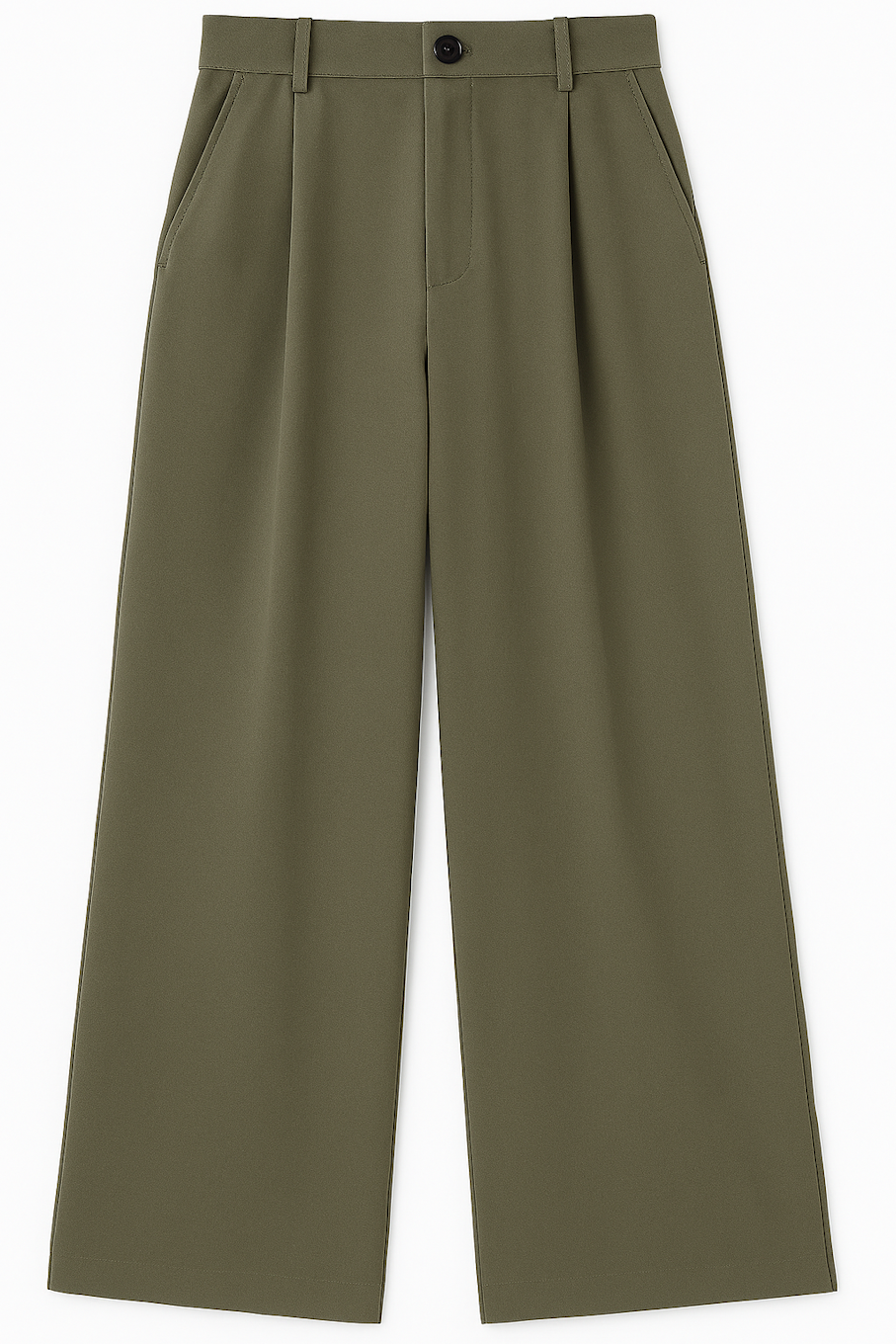 High Waist Baggy Pants,Olive (Size-S)