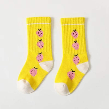 Baby Girl Candy Color Fruit Print Middle Tube Socks