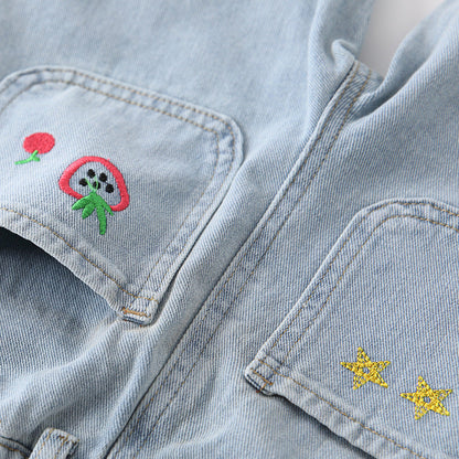Arrival Autumn Baby Kids Girls Strawberry Pattern Denim Pants