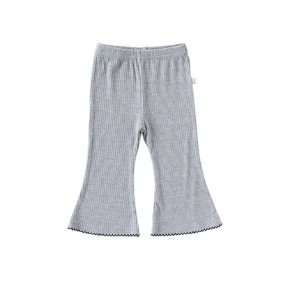 Casual Baby Kids Girls Plain Flared Pants