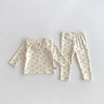 Spring and Autumn Baby Kids Girls Casual Floral Top and Pants Clothing