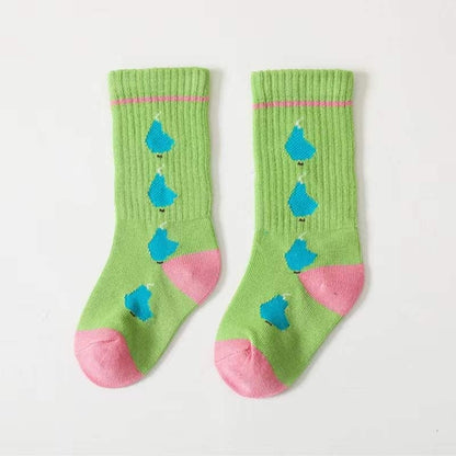 Baby Girl Candy Color Fruit Print Middle Tube Socks